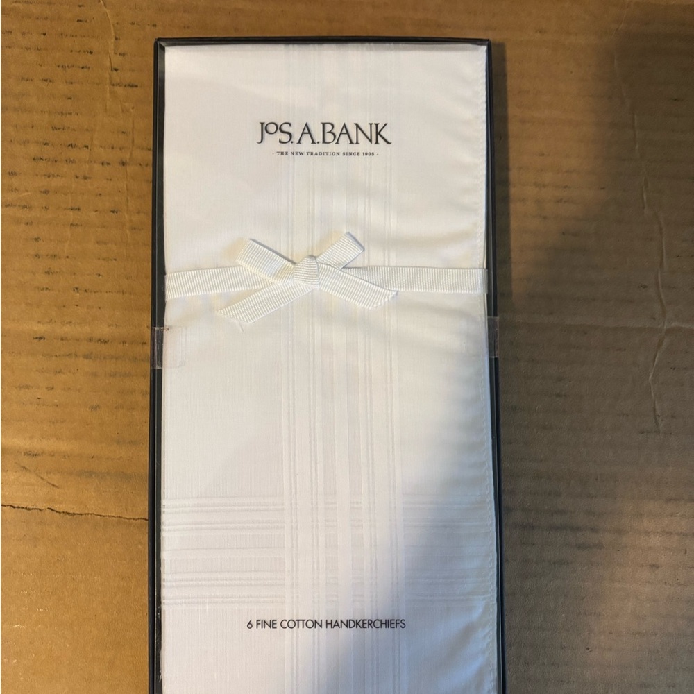 Jos. A. Bank 6 White 100% Cotton Fine Handkerchiefs